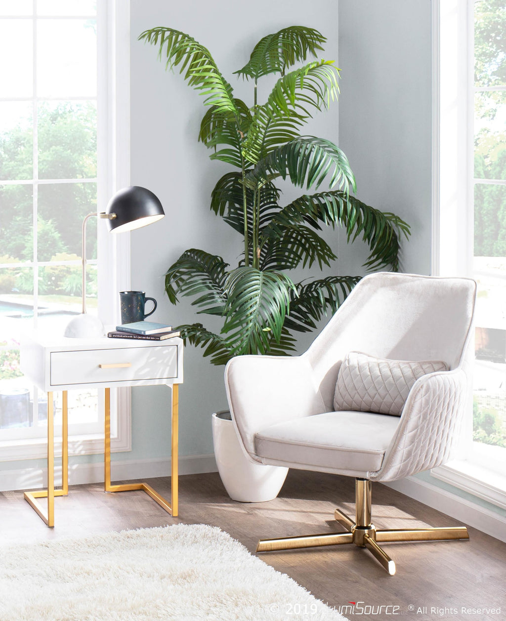 Diana Lounge Chair - Gold Metal, Champaign Velvet
