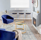 Canary Counter Stool - Set of 2 - Gold Metal, Royal Blue Velvet