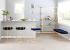 Canary Counter Stool - Set of 2 - Gold Metal, Royal Blue Velvet
