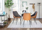 Marche Two-tone Chair - Set of 2 - Black Metal, Brown PU, Grey Fabric