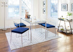Fuji Dining Chair - Set of 2 - Brushed Stainless Steel, Blue Velvet