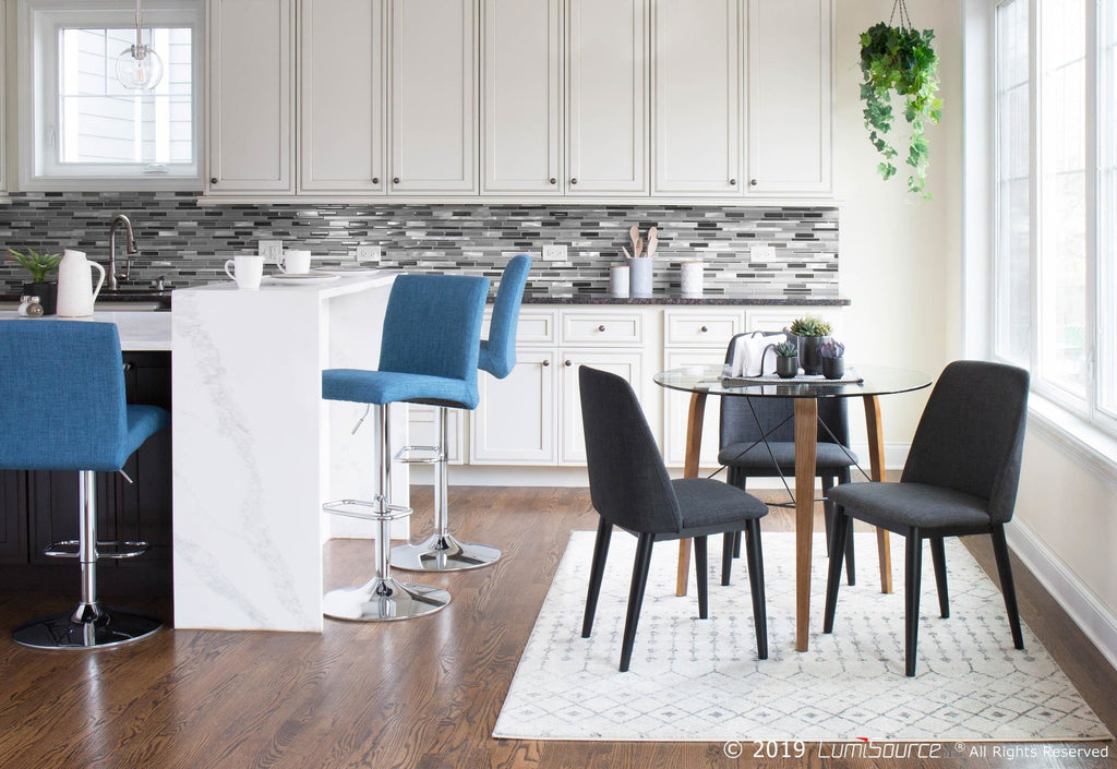 Tintori Dining Chair - Set of 2 - Black Wood, Charcoal Fabric