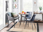 Durango Dining Chair - Set of 2 - Black Metal, Blue PU, Grey Zig Zag Stitching