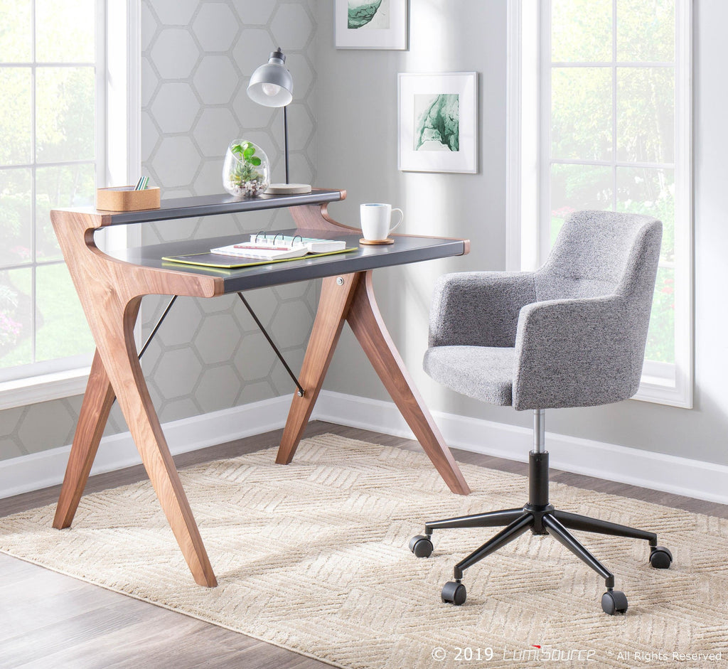 Archer Desk - Walnut Wood, Grey Wood