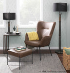 Izzy Lounge Chair + Ottoman Set - Black Metal, Espresso PU