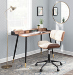Lombardi Office Chair - Black Metal, Walnut Wood, Cream PU