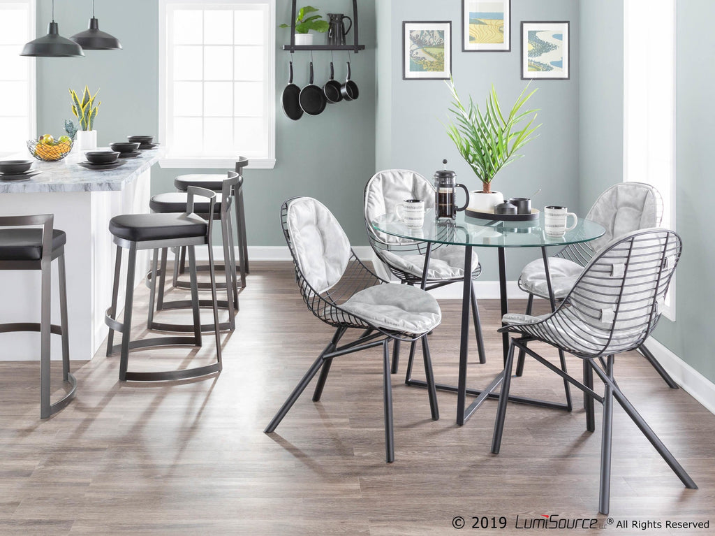 Wired Chair - Set of 2 - Black Metal, Light Grey PU