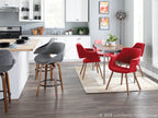 Fabrico 26" Fixed-Height Counter Stool - Set of 3 - Walnut Wood, Grey Noise Fabric, Black Metal