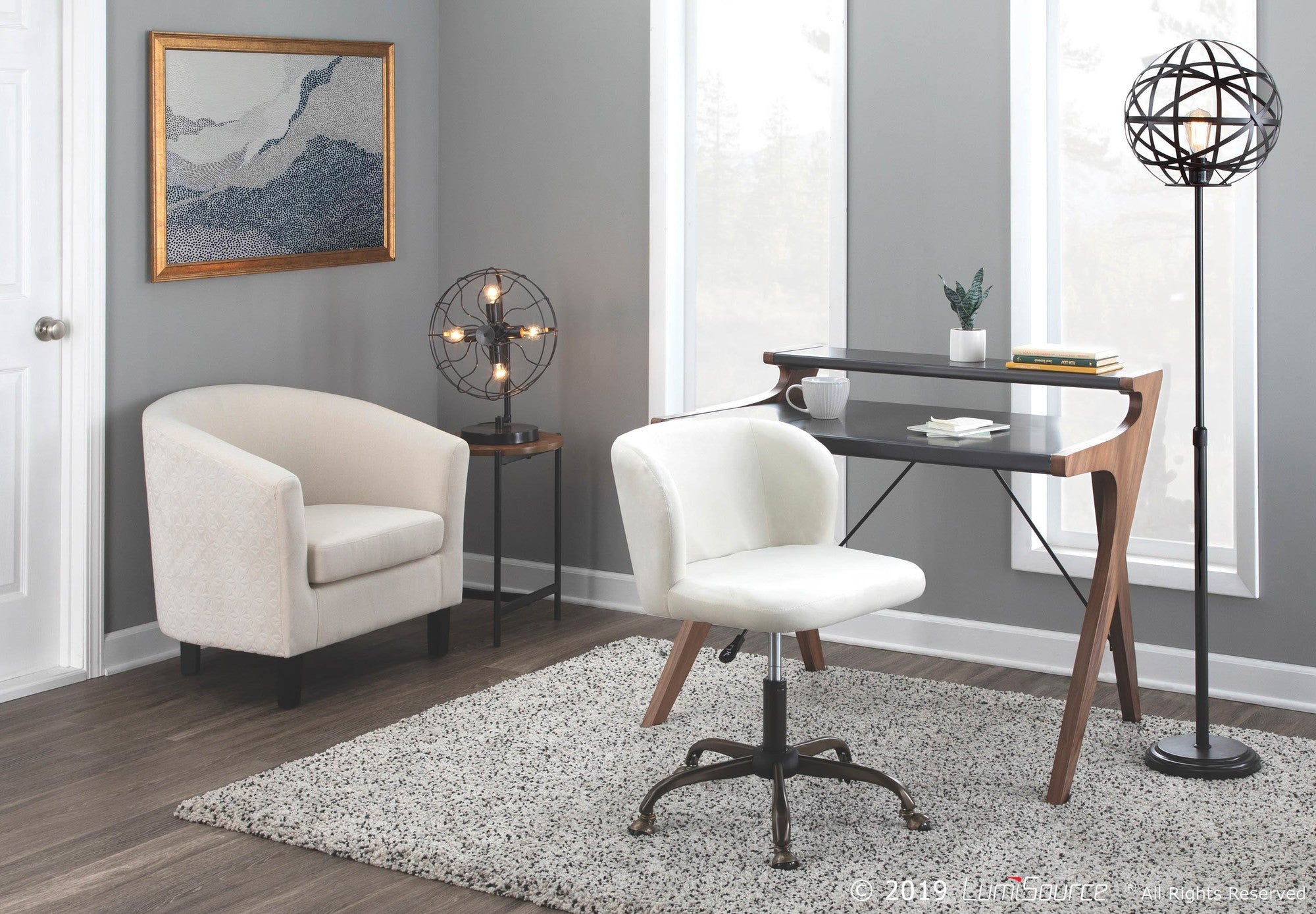 Archer Desk - Walnut Wood, Grey Wood