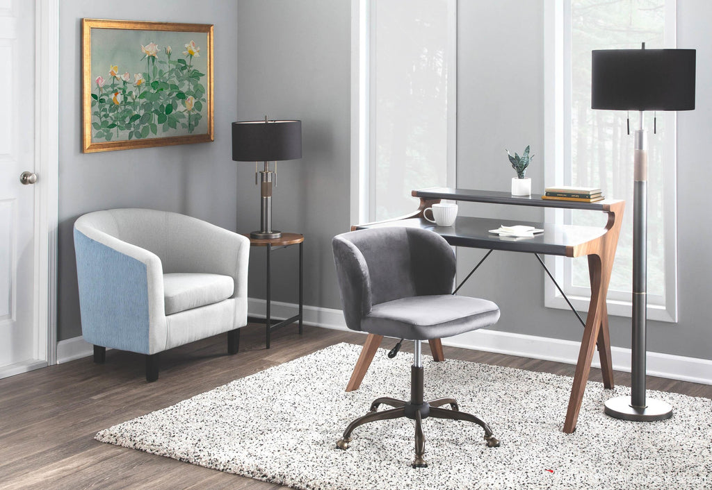 Archer Desk - Walnut Wood, Grey Wood