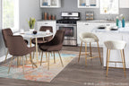 Matisse 26" Fixed-Height Counter Stool - Set of 2 - Gold Metal, Cream Fabric