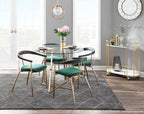 Vanessa Chair - Set of 2 - Gold Metal, Green Velvet, Black Wood