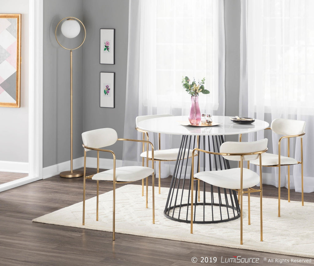 Demi Chair - Set of 2 - Gold Metal, Cream Velvet