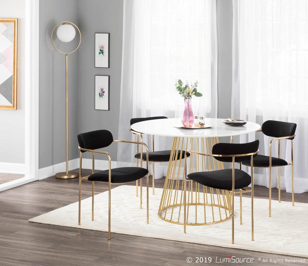 Demi Chair - Set of 2 - Gold Metal, Black Velvet