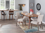 Cecina 24'' Fixed-Height Counter Stool - Set of 2 - Walnut Wood, Brown PU, Chrome