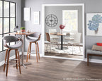 Curvini 30'' Fixed-Height Barstool - Set of 2 - Walnut Wood, Grey Fabric, Chrome