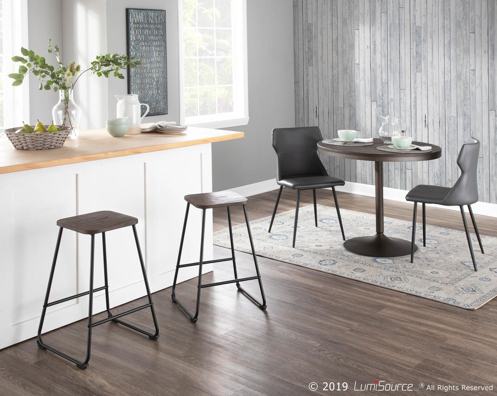 Dakota Dining Table - Antique Metal, Espresso Bamboo