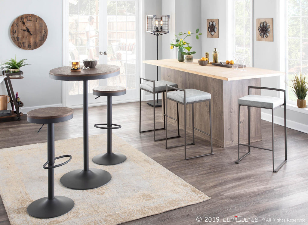 Dakota Bar Table - Grey Metal, Brown Bamboo