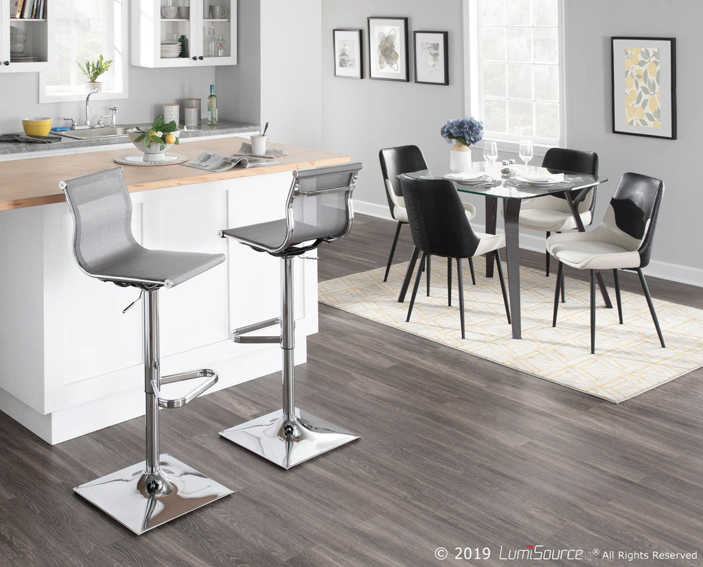 Mirage Adjustable Barstool - Chrome, Silver Mesh