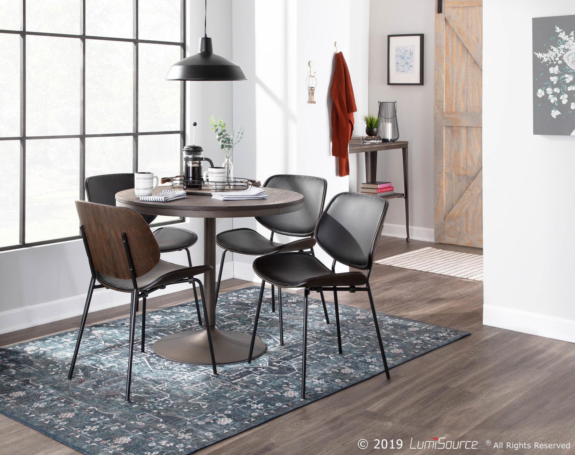 Dakota Dining Table - Antique Metal, Espresso Bamboo