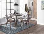 Riley Arm Chair - Set of 2 - Dark Walnut Wood, Brown Wood, Black Metal