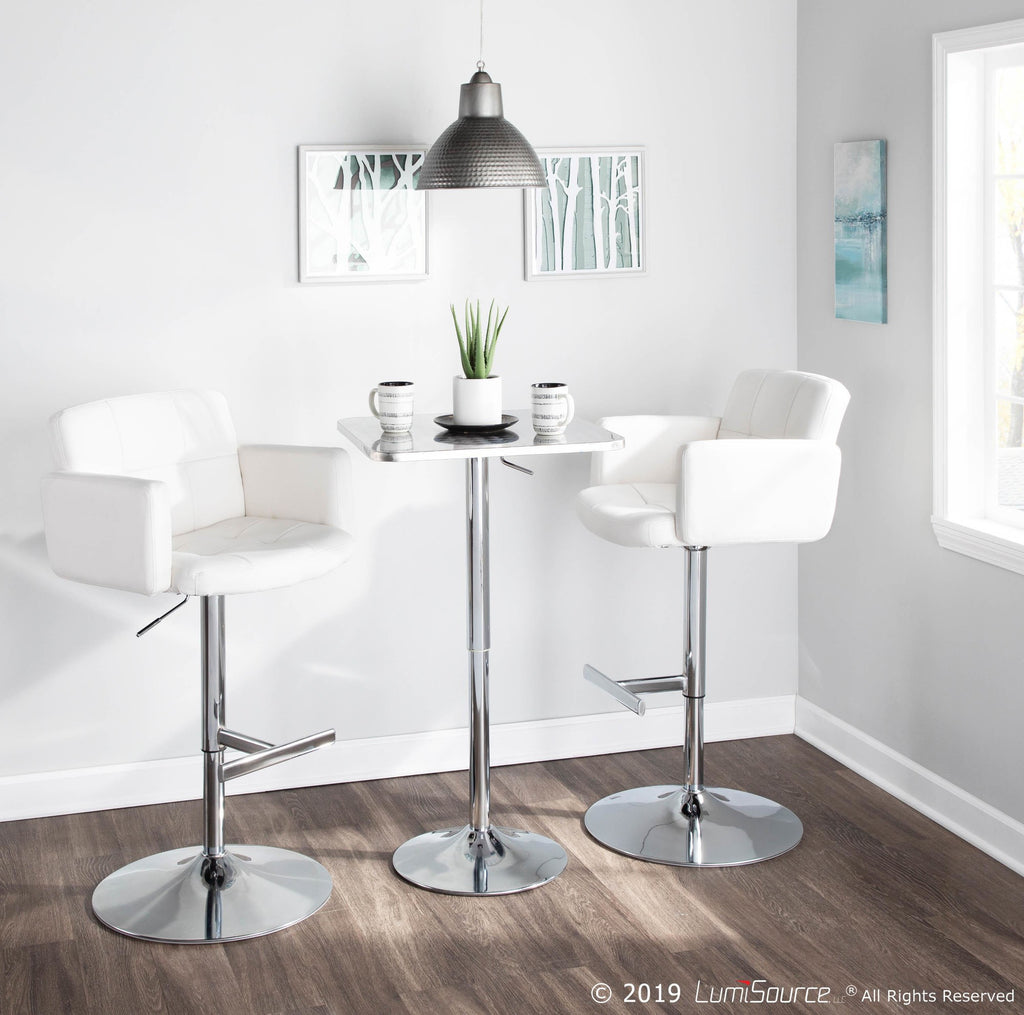 Stout Adjustable Barstool - Chrome, White PU