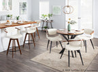 Oracle 26" Fixed-Height Counter Stool - Walnut Bamboo, Black Metal, Cream PU