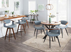 Oracle 26" Fixed-Height Counter Stool - Walnut Bamboo, Black Metal, Grey PU