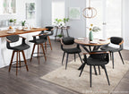 Oracle 26" Fixed-Height Counter Stool - Walnut Bamboo, Black Metal, Black PU