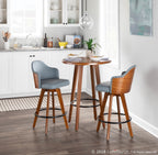 Ahoy 26" Fixed-Height Counter Stool - Walnut Bamboo, Grey PU, Black Metal, Brass Metal
