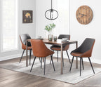 Marche Two-tone Chair - Set of 2 - Black Metal, Brown PU, Grey Fabric