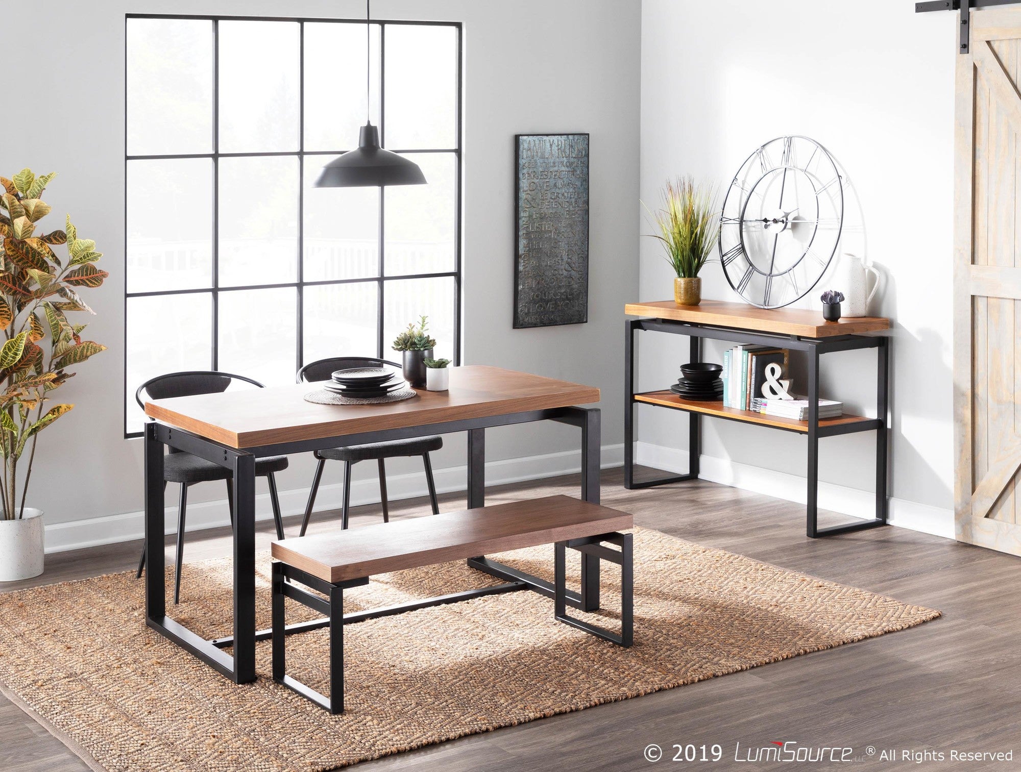 Waco Upholstered Chair - Black Metal, Grey Fabric