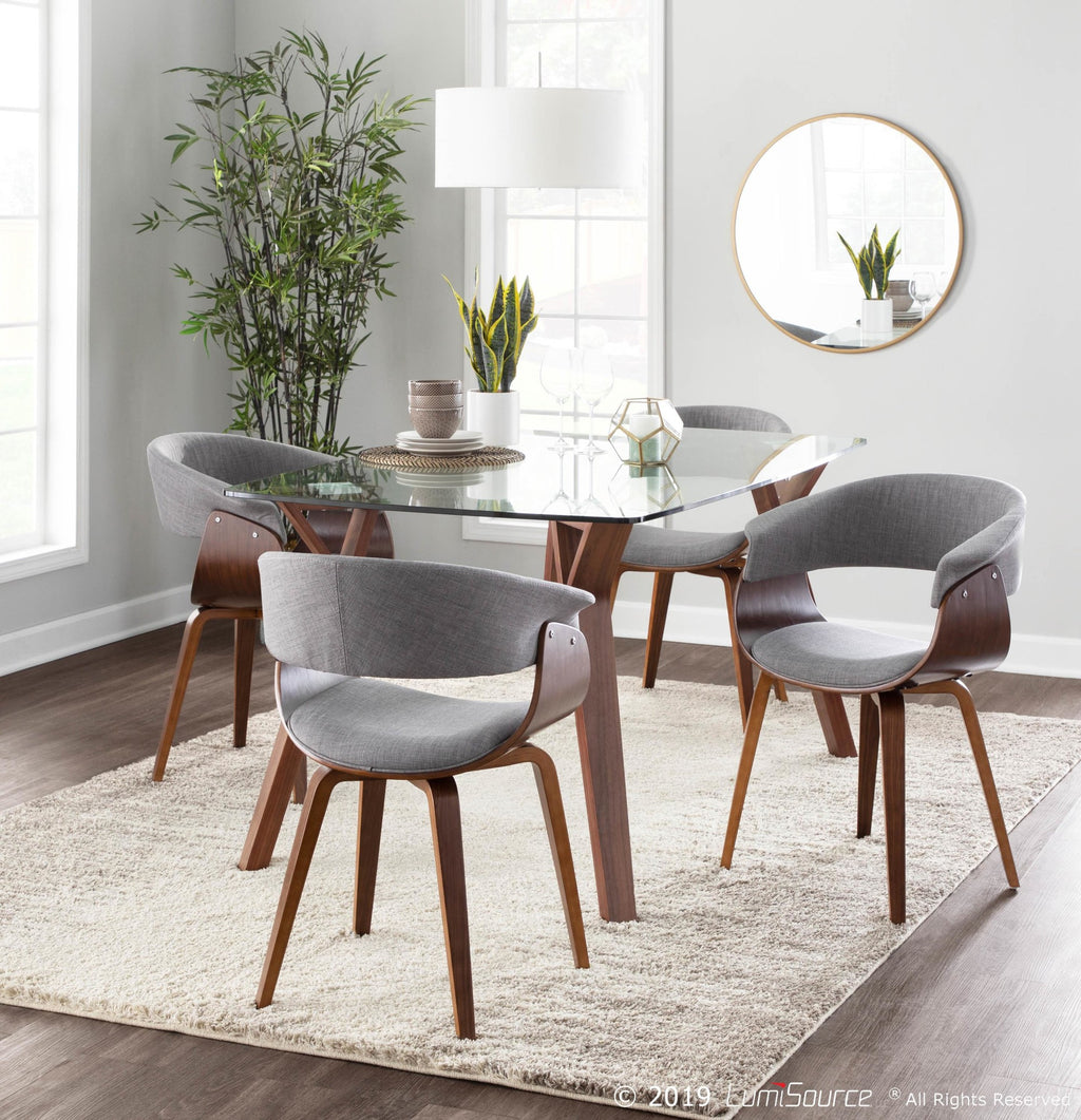 Vintage Mod Chair - Walnut Wood, Light Grey Fabric