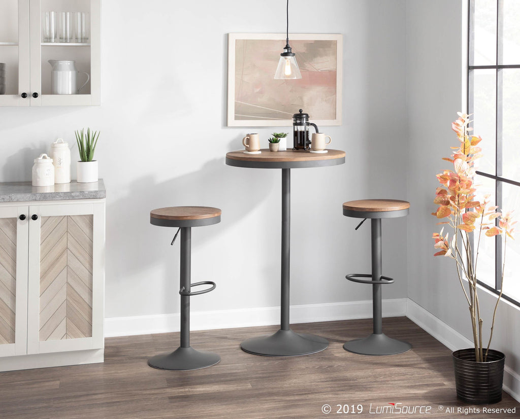 Dakota Bar Table - Grey Metal, Brown Bamboo