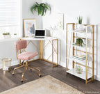 Tania Task Chair - Gold Metal, Pink Velvet