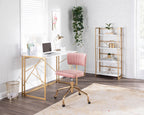 Tania Task Chair - Gold Metal, Pink Velvet