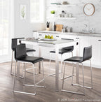 Mara 26" Fixed-Height Counter Stool - Set of 2 - Stainless Steel, Black PU