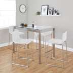 Mara 26" Fixed-Height Counter Stool - Set of 2 - Stainless Steel, Grey PU