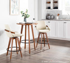 Cosmo 26" Fixed-Height Counter Stool - Walnut Bamboo, Cream PU, Black Metal