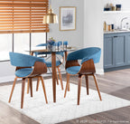 Vintage Mod Chair - Walnut Wood, Blue Fabric