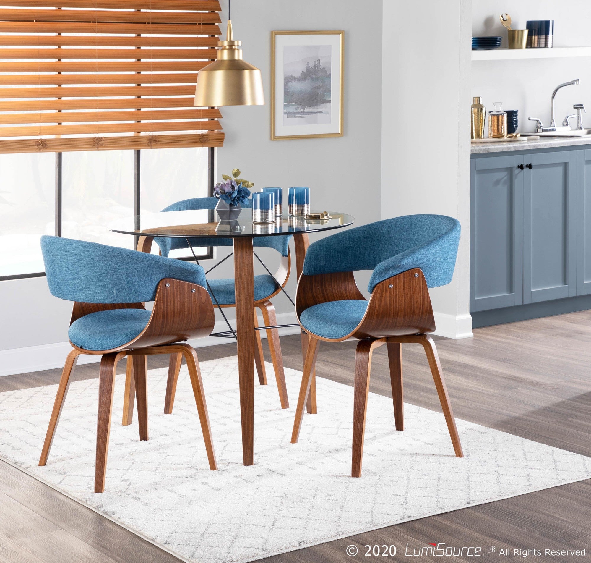 Trilogy Round Dinette Table - Walnut Wood, Clear Glass