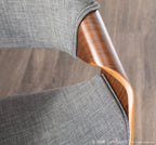 Curvini 30'' Fixed-Height Barstool - Set of 2 - Walnut Wood, Grey Fabric, Chrome