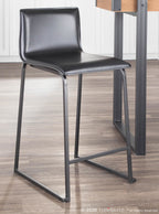 Mara 26" Fixed-Height Counter Stool - Set of 2 - Black Metal, Black PU