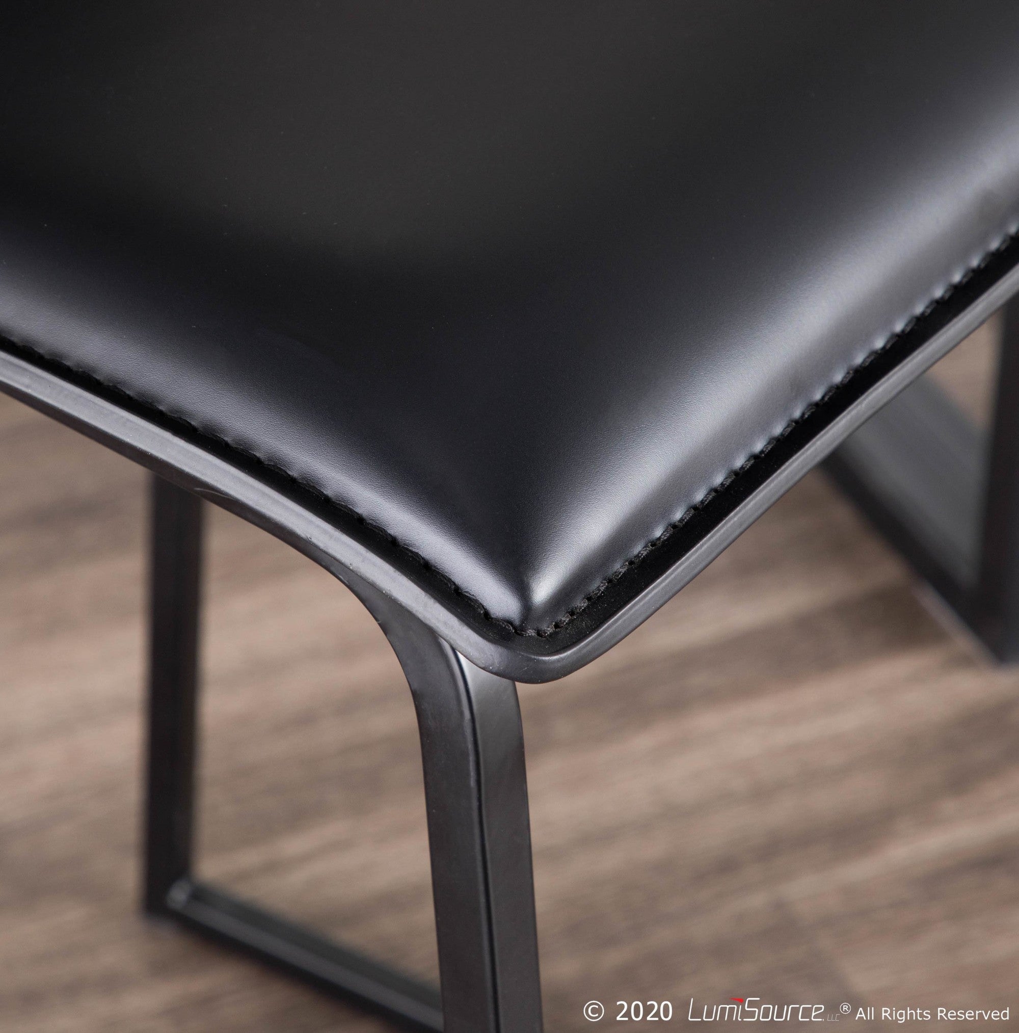 Mara 26" Fixed-Height Counter Stool - Set of 2 - Black Metal, Black PU