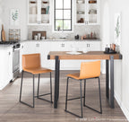 Mara 26" Fixed-Height Counter Stool - Set of 2 - Black Metal, Camel PU