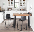 Mara 26" Fixed-Height Counter Stool - Set of 2 - Black Metal, Black PU
