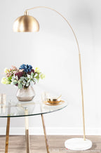 March Floor Lamp - White Marble, Antique Brass Metal