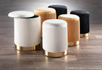 Marla Nesting Pleated Ottoman Set - Gold Metal, Orange Velvet