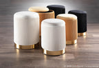 Marla Nesting Pleated Ottoman Set - Gold Metal, Orange Velvet