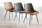 Outlaw Two-tone Chair - Set of 2 - Black Metal, Brown PU, Grey Fabric
